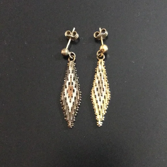 Woven Patterned Gold Tone Earrings - Picture 1 of 7